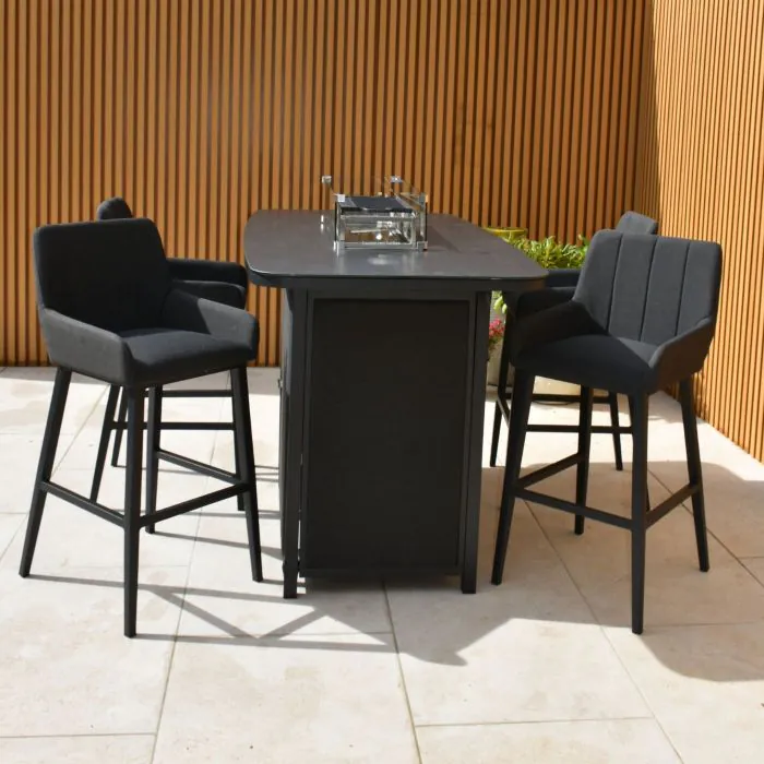 Galaxy 4 Seater Outdoor Fabric Bar Set with Firepit