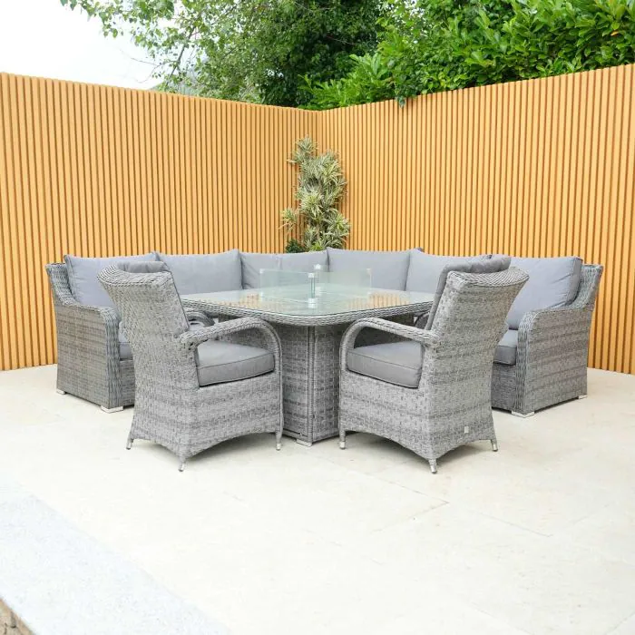 Vancouver Corner Sofa With Halifax Firepit Table And Two Chicago Chairs Vancouver Corner Sofa With Halifax Firepit Table And Two Chicago Chairs