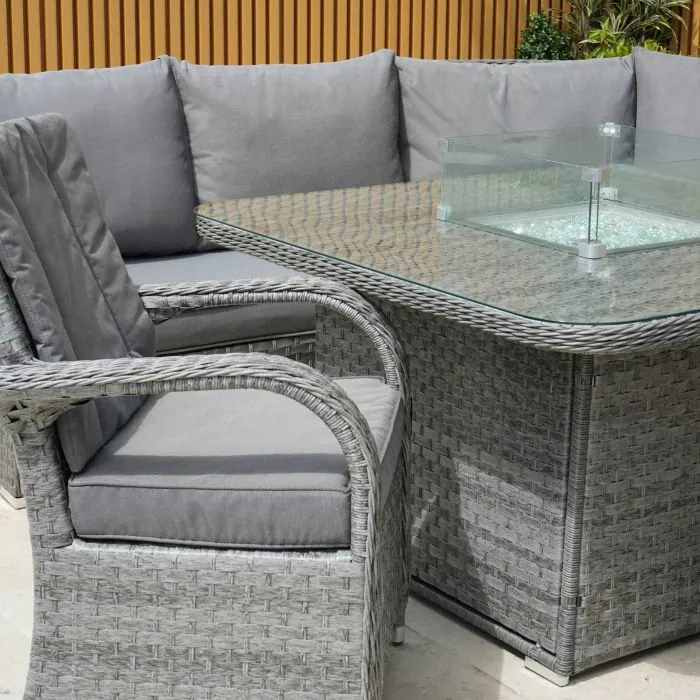 Vancouver Corner Sofa With Halifax Firepit Table And Two Chicago Chairs Vancouver Corner Sofa With Halifax Firepit Table And Two Chicago Chairs