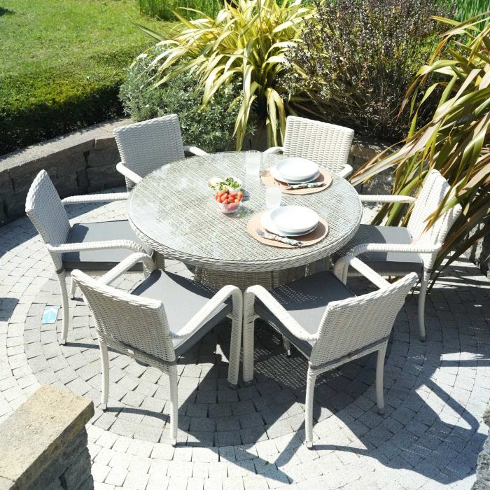 Roma 6 Seat Round Stacking Chair Set main product photo