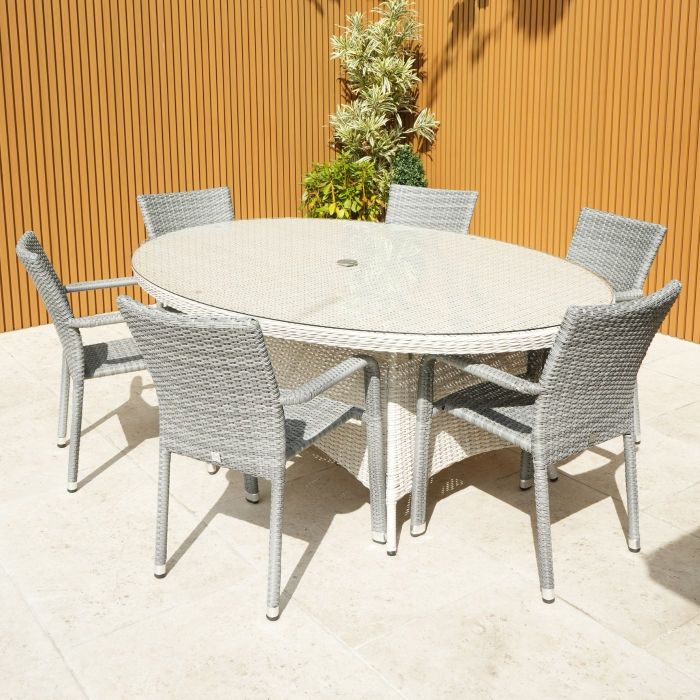 Roma 6 Seat Oval Table Set with 6 Oliveira Chairs main product photo