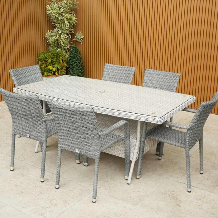 Roma 6 Seat Oblique Table Set with Oliveira Chairs main product photo