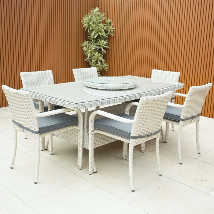 Roma 6 Seat Oblique Set with Stacking Chairs and Lazy Susan main product photo
