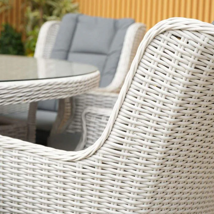 Roma Light Grey 8 Seater Round Rattan Dining Set with Lazy Susan