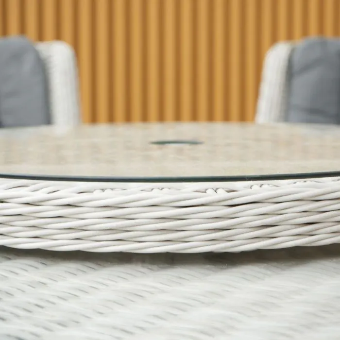 Roma Light Grey 8 Seater Round Rattan Dining Set with Lazy Susan