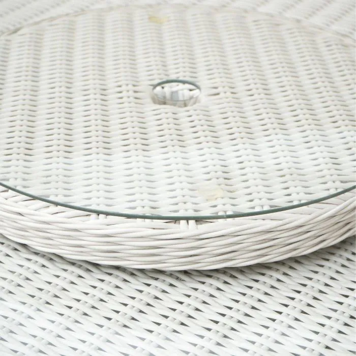 Roma Light Grey 8 Seater Round Rattan Dining Set with Lazy Susan