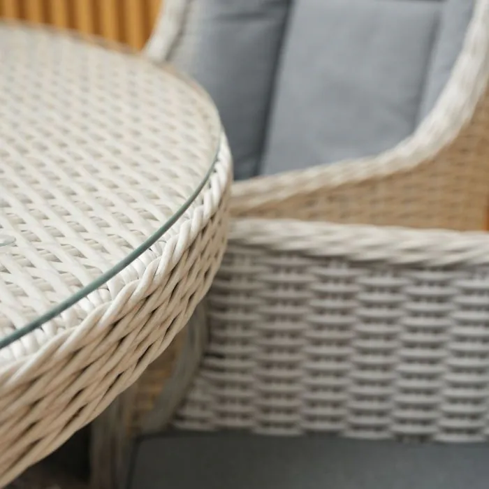 Roma Light Grey 8 Seater Round Rattan Dining Set with Lazy Susan