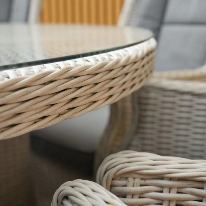 Roma Light Grey 8 Seater Round Rattan Dining Set with Lazy Susan