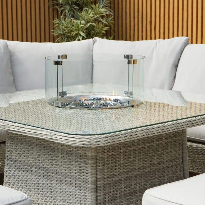 Tempered Glasss Fire Pit Garden Table