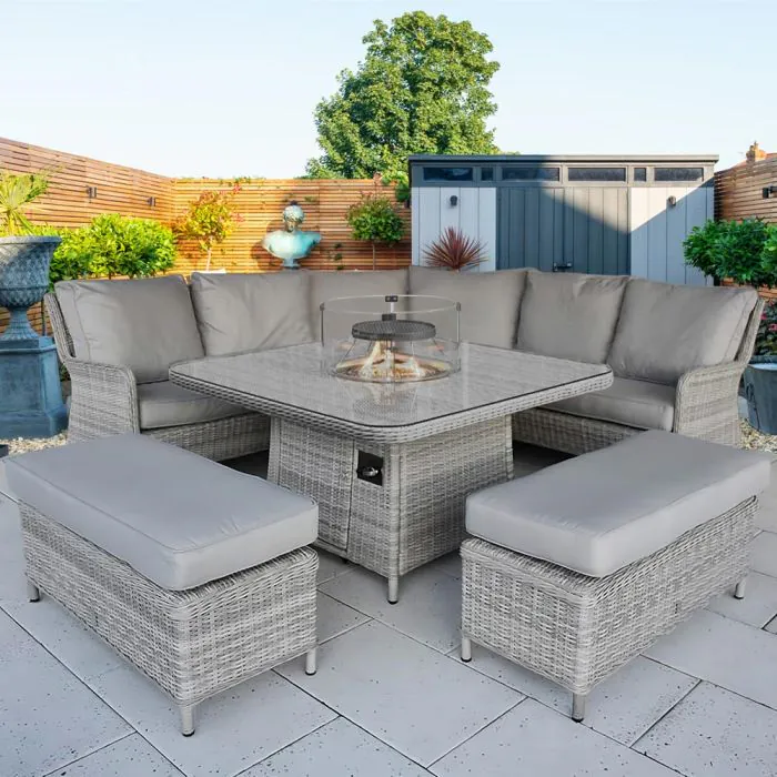 Hamilton Round Firepit Corner Bench Fire Pit Table