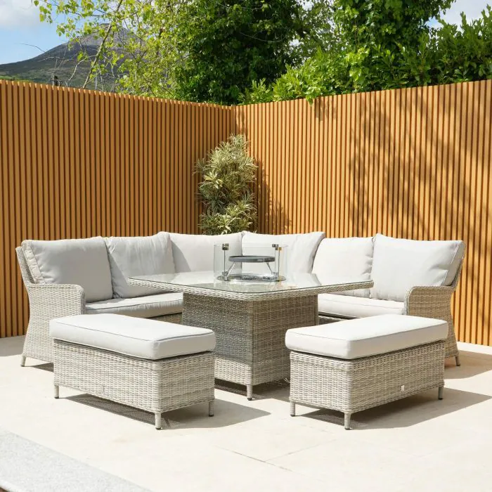 Grilling Plate on Corner Fire Pit Set with 2 Garden Benches