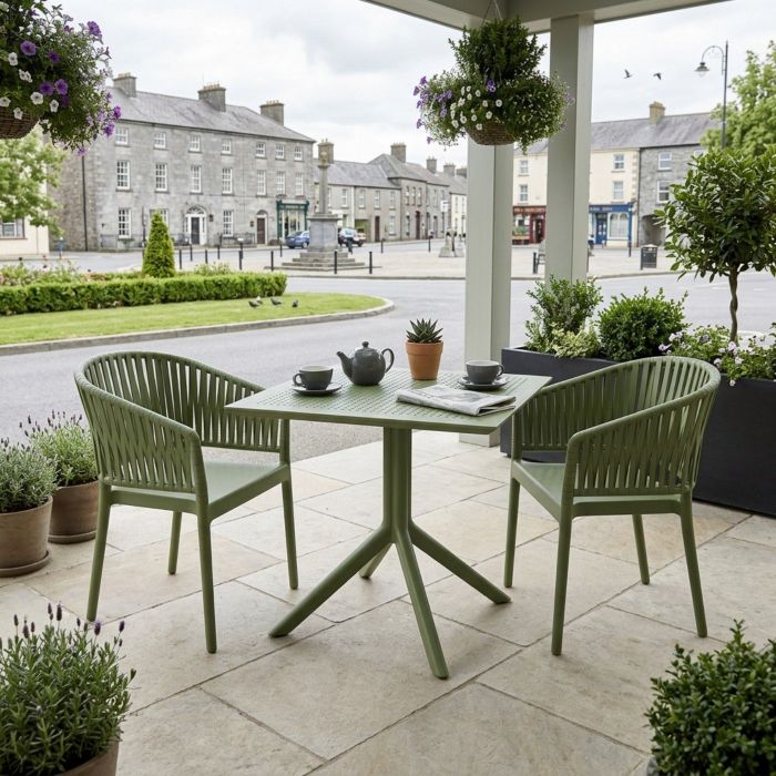 2 Portofino Armchair and Sky Table 80 Set in Olive Green main product photo
