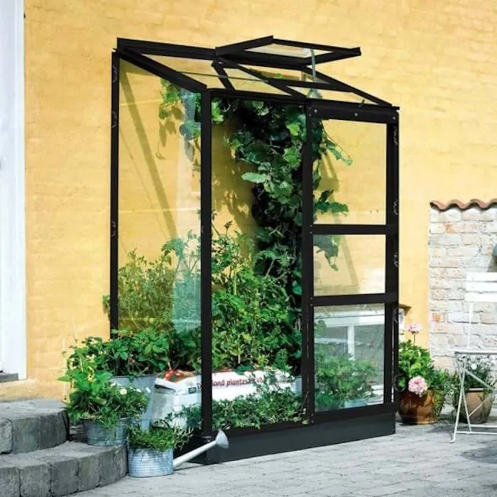 Halls Wall Garden Greenhouse - 24 - 2ft x 4ft - Toughened - Black