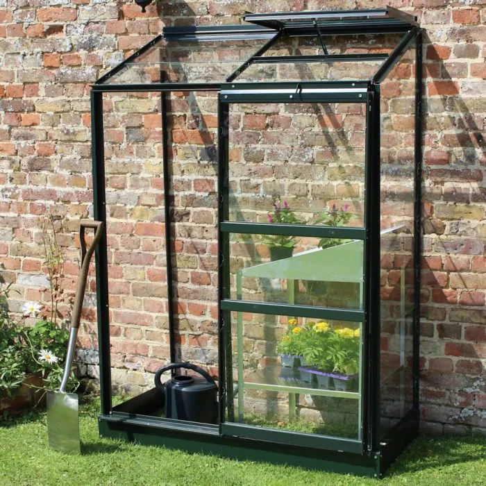 Halls Wall Garden Greenhouse - 24 - 2ft x 4ft - Toughened - Green