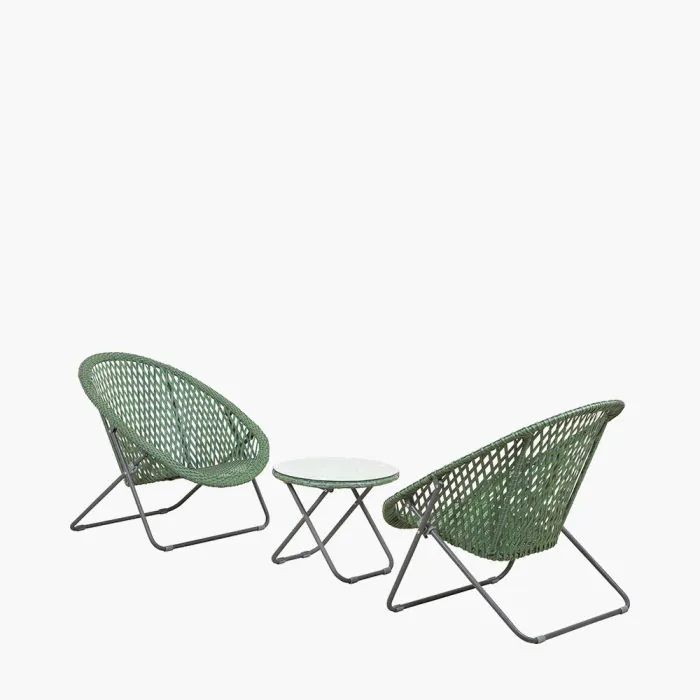 Tobs Rattan Folding Lounge Bistro Set - Green