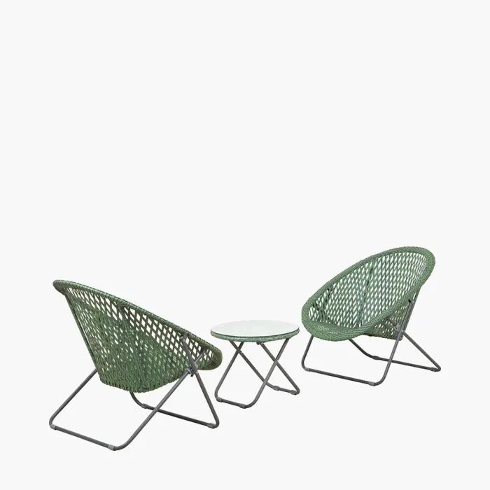 Tobs Rattan Folding Lounge Bistro Set - Green