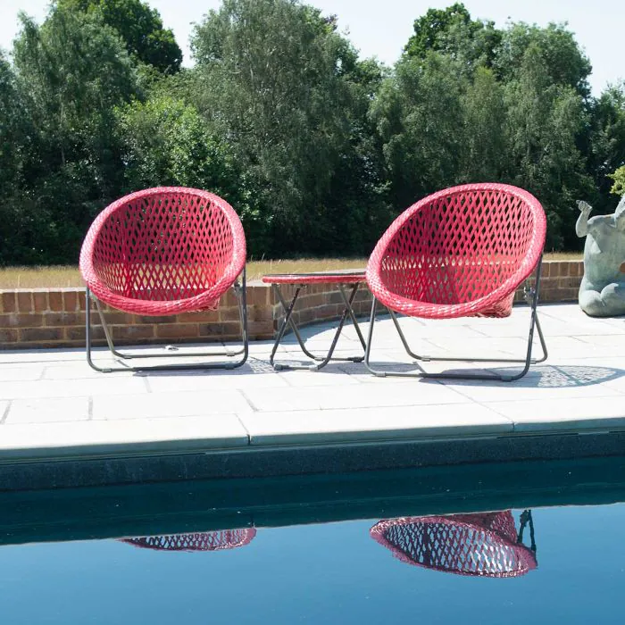 Tobs Rattan Folding Lounge Bistro Set - Red