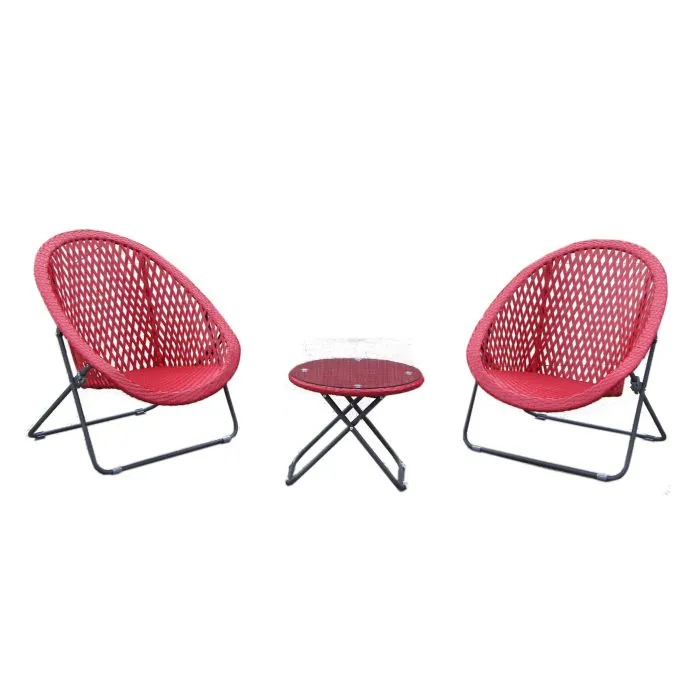Tobs Rattan Folding Lounge Bistro Set - Red