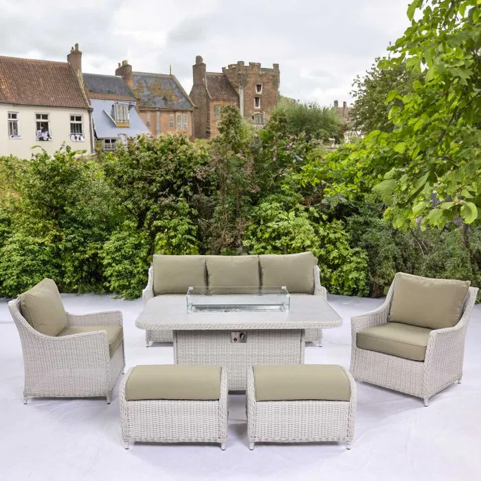 Connemara Lounge Set With Rectangular Fire Pit Table