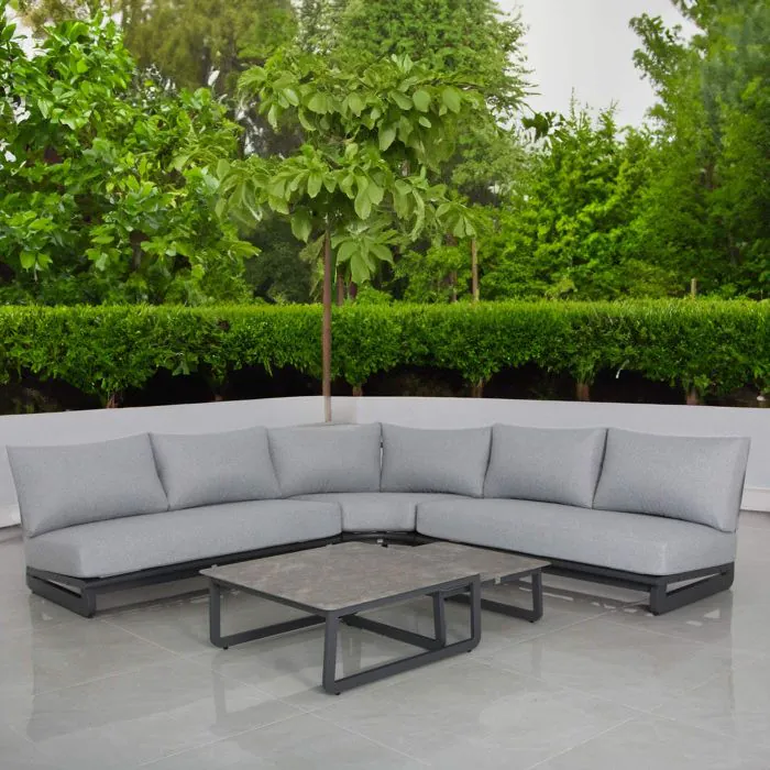 Celestial Corner Sofa Set with Side Table in Grey Celestial Corner Sofa Set with Side Table in Grey
