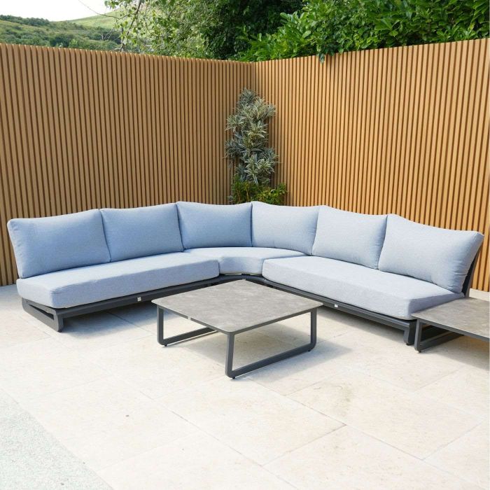 Celestial Outdoor Corner Sofa Set with Side Table in Grey main product photo