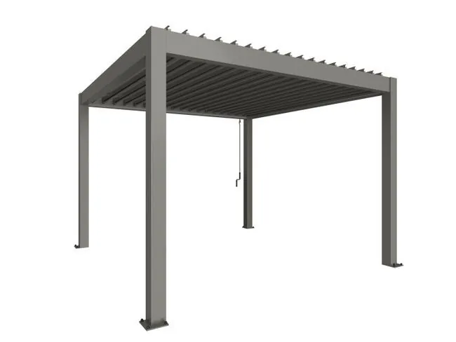 Biohort Adjustable Bio-Climatic Pergola - Metallic Quartz Grey - 3.5m x 3.5m