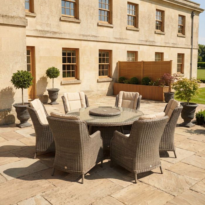 Boston 6 Seat Round Rattan Furniture Set with Lazy Susan main product photo