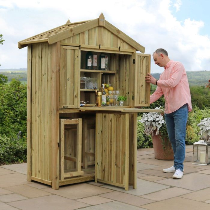 Wooden Garden Bar and 2 Stool Set main product photo