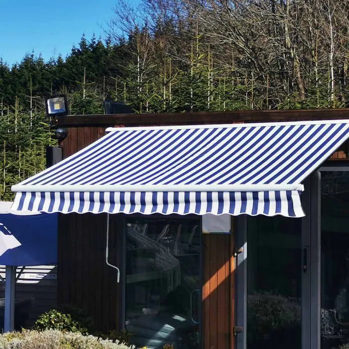 3.95m x 3m Aurora Prestige Blue and White Awning - Manual