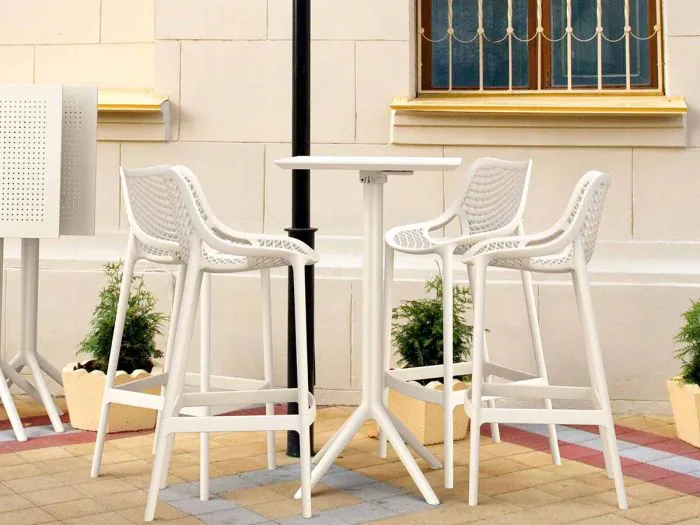 4 Air Bar Chairs and Sky Bar Table Set in White