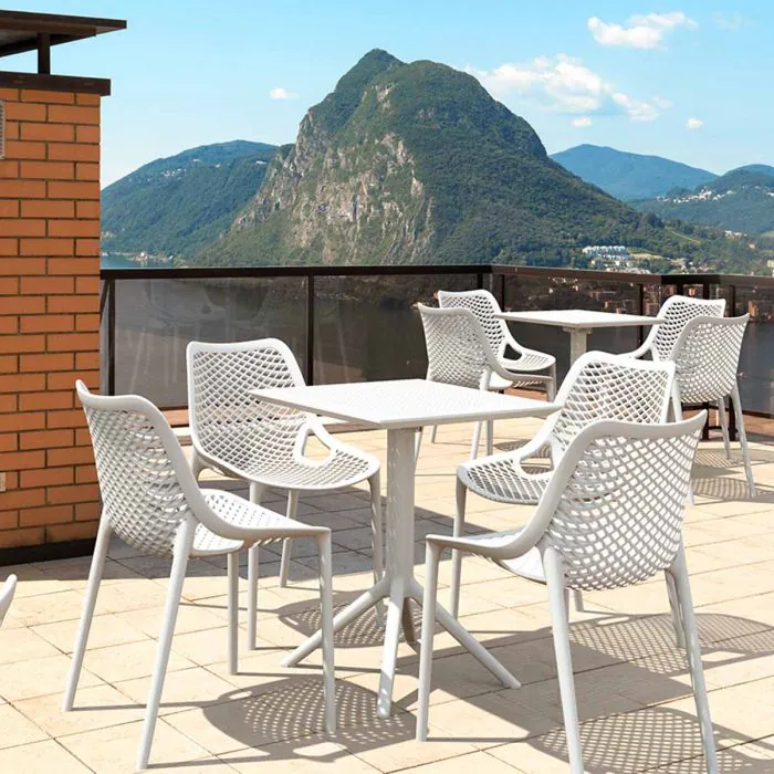 4 Air Chairs and Sky 60 Folding Table Set in White