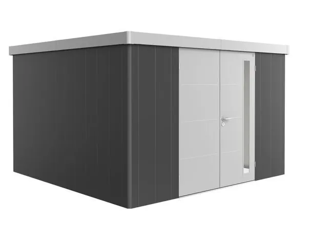 Garden Shed - Neo - Metallic Dark Grey X Metallic Silver - 4D - 348cm x 348cm x 222cm - Double Door