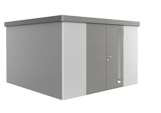 Garden Shed - Neo - Metallic SIlver X Quartz Grey - 4D - 348cm x 348cm x 222cm - Double Door