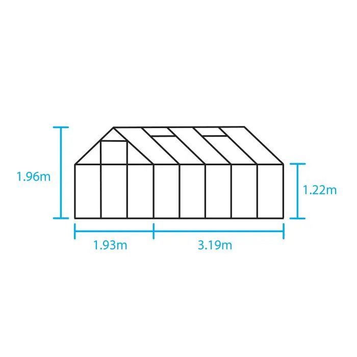 Halls Popular Greenhouse - Silver - Polycarbonate - 610 - 6ft x 10ft
