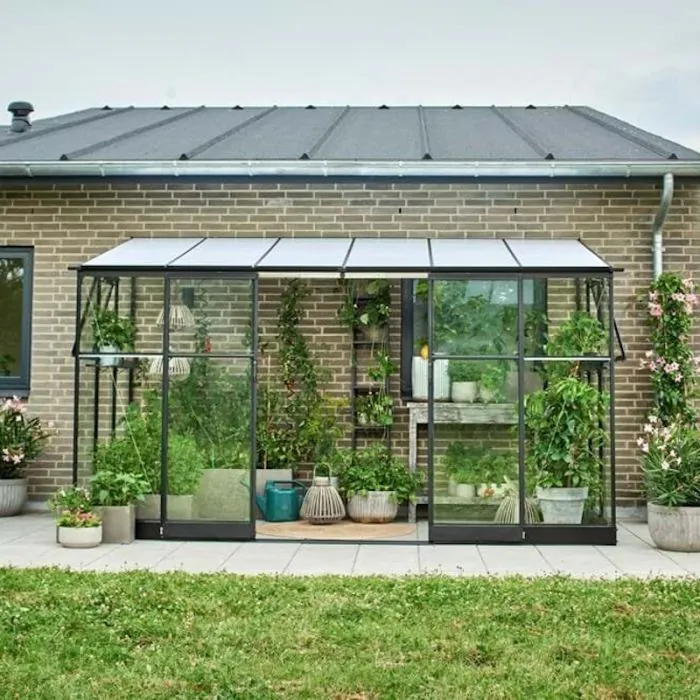Halls Qube Lean-To Greenhouse - 612 - 6ft x 12ft