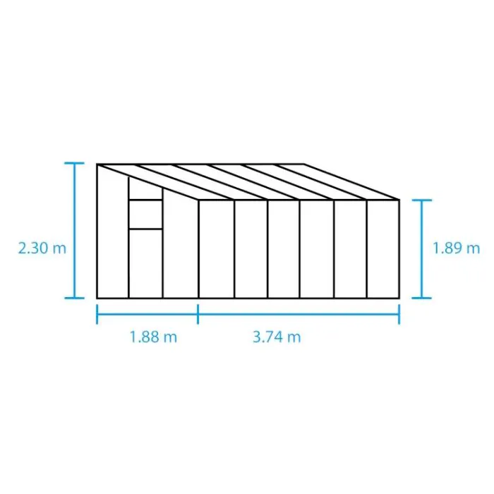 Halls Qube Lean-To Greenhouse - 612 - 6ft x 12ft