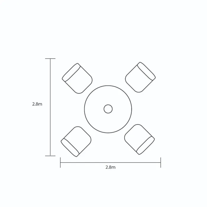 Titan 4 Seat Round Set Footprint