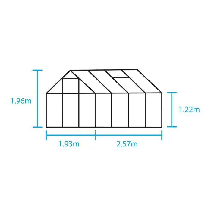Halls Popular Greenhouse - Black - Polycarbonate - 68 - 6ft x 8ft