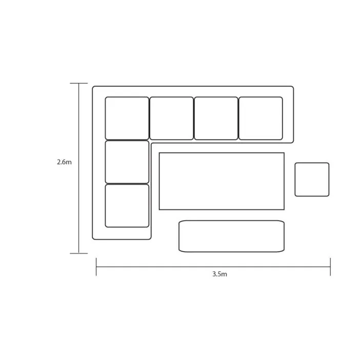 Singapore Rectangular Corner Platform Set with Side Table Footprint