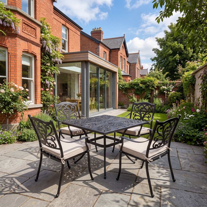 Sapphire 4 Seat Square Cast Aluminium Set in Bronze main product photo