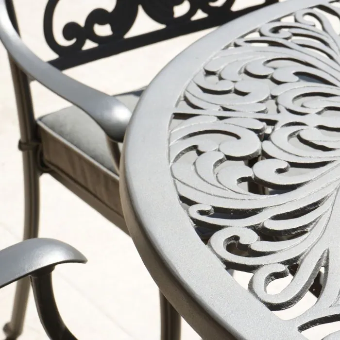 Sapphire Hampshire 4 Seater Round Cast Aluminium Dining Set in Grey