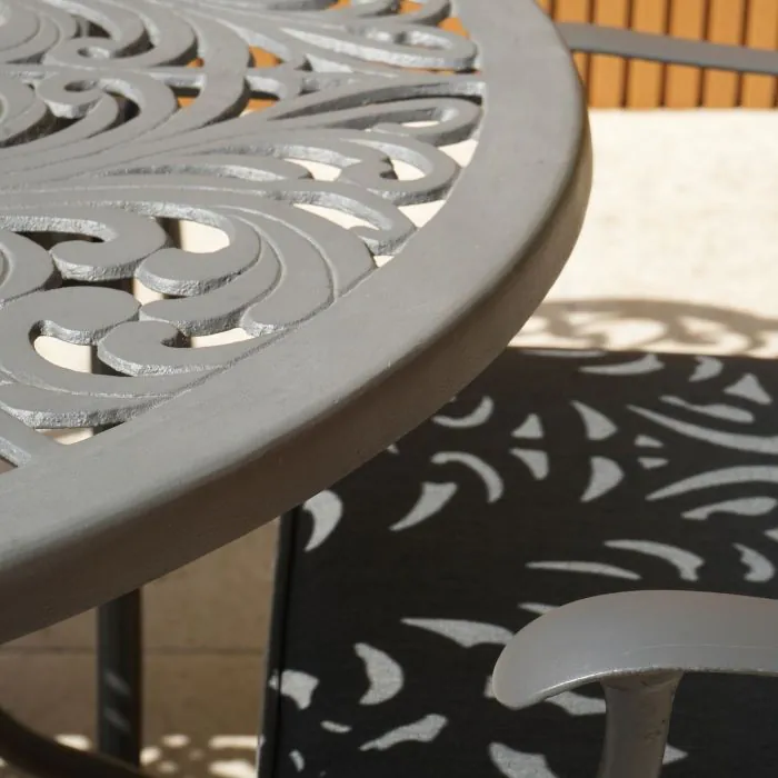 Sapphire Hampshire 4 Seater Round Cast Aluminium Dining Set in Grey
