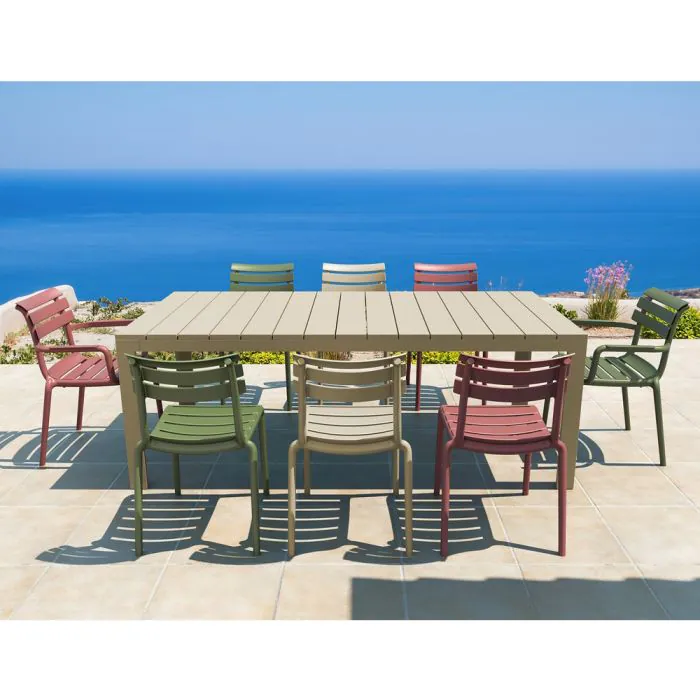 Atlantic XL 8 Seater Set Table in Taupe With Multi-Coloured Paris Chairs