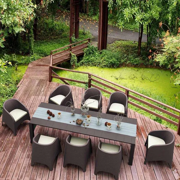 8 Aruba and Vegas XL Table Set in Brown