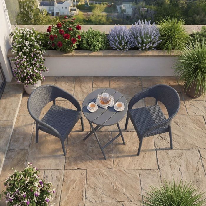 2 Panama and Helen Folding Round Table 60 Set in Dark Grey main product photo