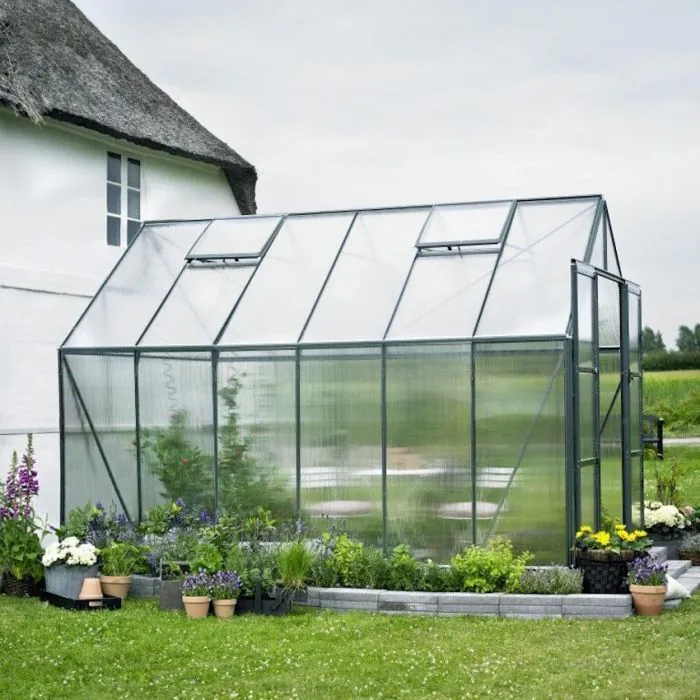 Halls Magnum Greenhouse - Green - 812 - 8ft x 12ft - Polycarbonate