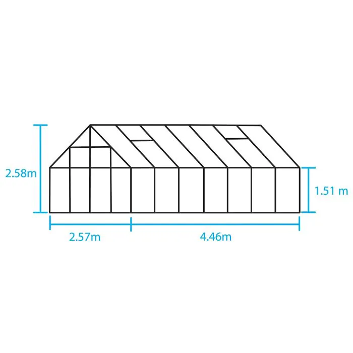 Halls Magnum Greenhouse - Green - 814 - 8ft x 14ft - Polycarbonate