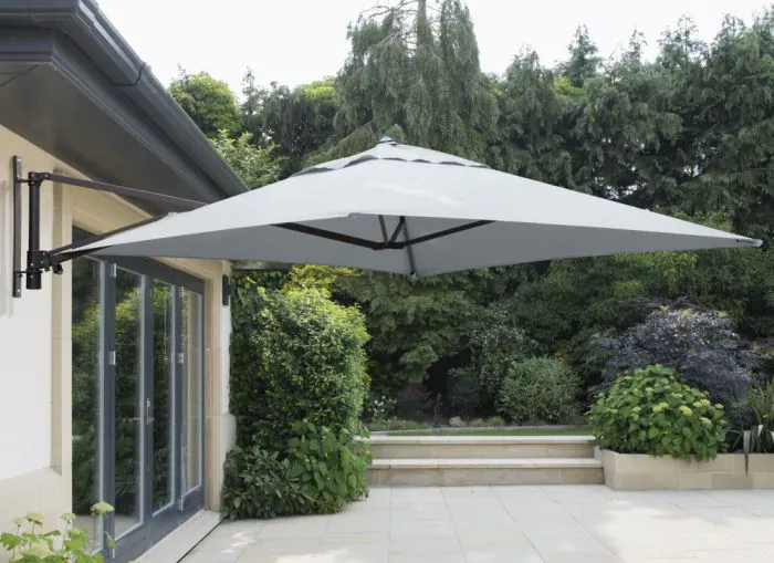 2m Square Wall Mounted Cantilever Parasol - Grey