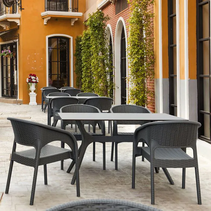 4 Panama Chairs and Ibiza 140cm Table Set in Grey