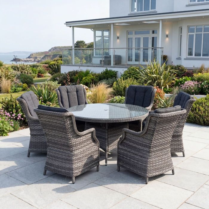 California High Back 6 Seat Round Dining Set main product photo
